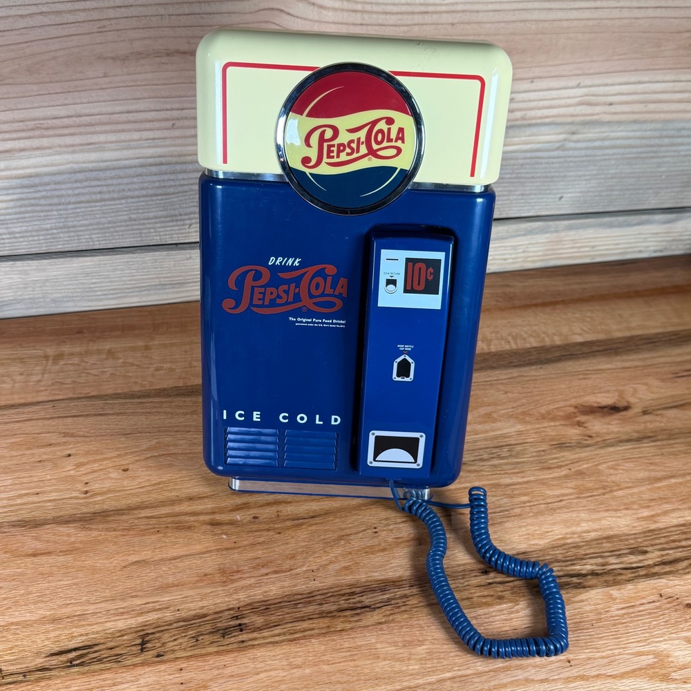 Vintage Pepsi-Cola Vending Machine Landline Telephone Blue Retro Novelty Phone